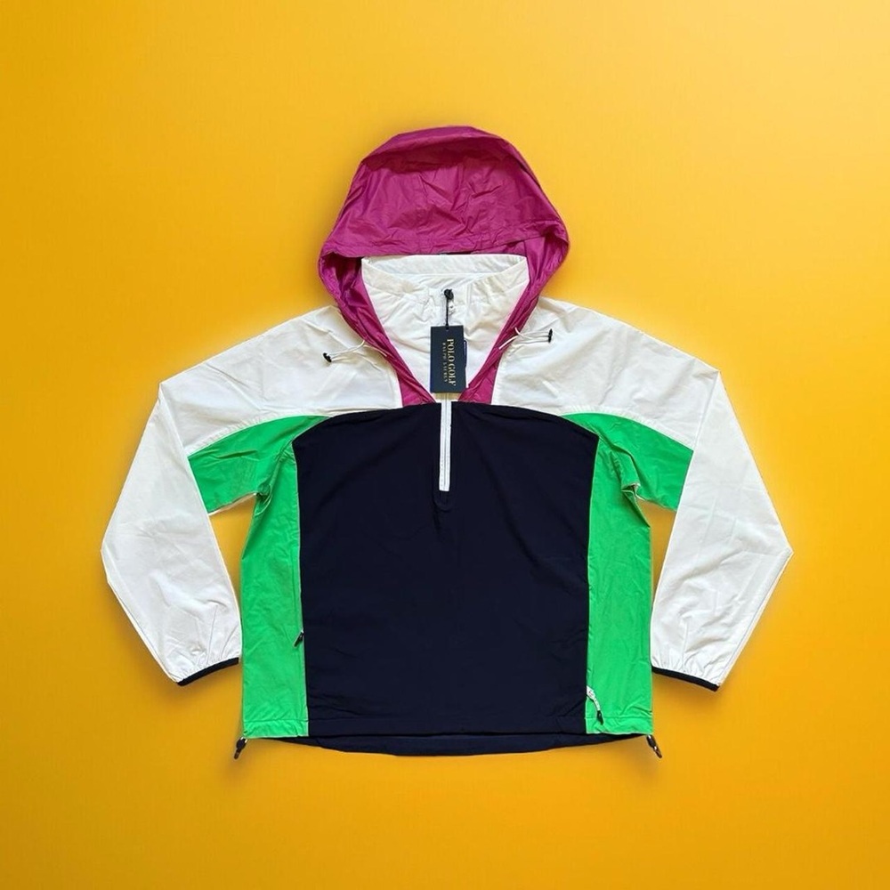 RLX Golf Packable Anorak Pullover Outerwear in French Navy / Multi